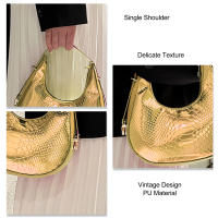 Bolso de hombre individual para Mujer, Bolso de moda, Material elegante de PU, Bolso Vintage para citas, Comas, Viajes, Dorado, Talla libre W - details 3