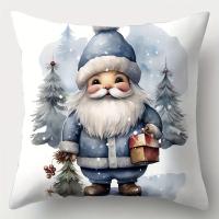 Juego De Cojines Navideños 1 Pieza Con Patrones De Reindeer Snowman Y Santa Claus Poliéster Suave 18 Pulgadas Para Decoración Del Sofá - details 3