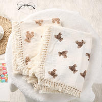 Mullidor De Oso Lindo Para Bebés En Algodón Muselina Tapete De Seda Para Recién Nacidos Estilo Rejilla Suave Y Transpirable Para Todo El Año Accesorios De Cama Para Bebés - details 2
