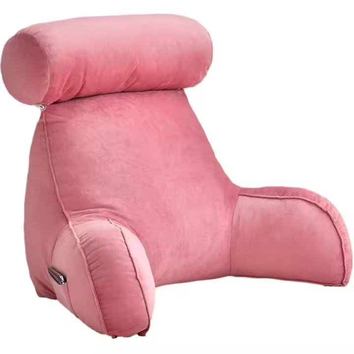 Reading Pillow, Backrest Pillow,back Rest Pillow For Sitting In Bed,large Adult Backrest With Arms,side Pockets, Detachable Neck Roll For Reading/watc，75*40*40cm - 1