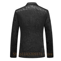 Traje Floral Para Hombre En Color Negro Y Rojo Estilo Casual Slim Fit Con Chaleco Y Pantalón Tuxedo De Boda 3 Piezas 2024 - details 2