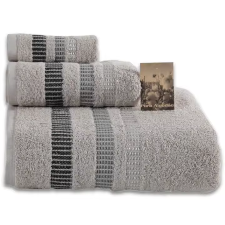 Set Toallas de Algodón Premium Gris - 3 Piezas Súper Absorbentes 500 GSM - Toalla Grande 150x100 cm, Mediana 100x50 cm y Facial 30x50 cm - Suaves, Duraderas y Elegantes para Baño - No pierden color - 1