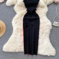 Vestido De Mujer YuooMuoo Elegante Rib Knit Verano Cintura Delgada Bandage Vestido De Pencil Oficina Lady Sin Mangas Bodycon Suéter Vestido - details 11