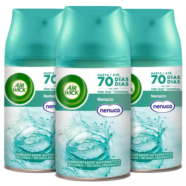Air Wick Ambientador Freshmatic Aroma Nenuco Pack 3 recambios - 1