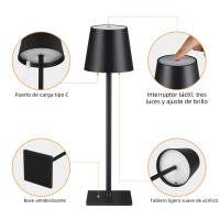 Lámpara De Mesa LED Recargable Sin Cable Para Estudio Y Oficina Luz Impermeable Con Sensor Táctil Para Dormitorio Y Bar - details 9