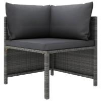vidaXL Sofá de jardín de 4 plazas con cojines ratán sintético Gris, Negro, Conjunto Terraza Muebles Jardín Exterior Juego de Muebles de jardín Mueble Jardín Exterior Muebles de Salon Exterior - details 0