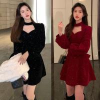 Vestido De Mujer Para Otoño Y Invierno Con Cintura Alta Y Cuello Navideño Vestido De Pierna Larga Y Manga Larga De Poliéster - details 5