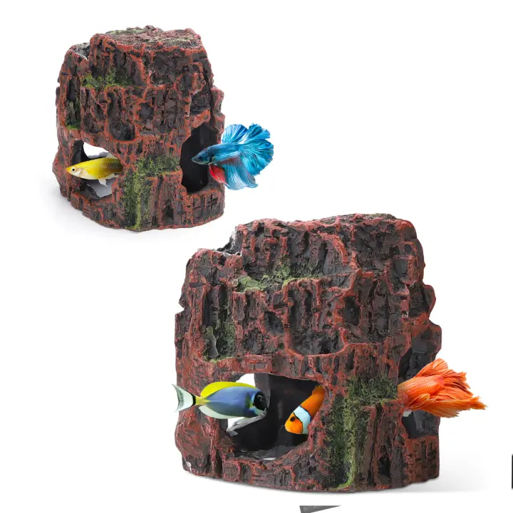 Nobleza Adorno de resina para acuario, casa de peces decorativa, cueva, casa de madera, decoración para peceras pequeñas y medianas - 1
