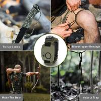 Brújula termómetro silbato Cuchillo Luz LED para Exteriores, Exploradores Pulsera de supervivencia al Aire Libre para Umbrellas y Mujeres, Kit de pulsera Militar with Pedernal - details 2