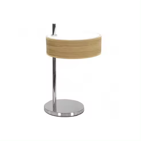 Lámpara de Mesa FABRILAMP Haiti Cromo/Madera Clara 37x22x26 Cm - 1