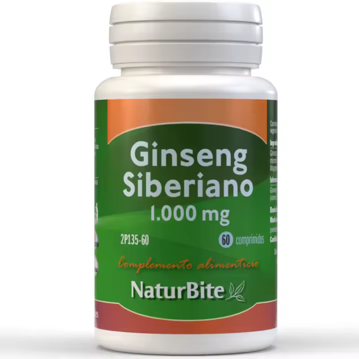 Extracto de Raíz de Ginseng Siberiano para Energía y Vitalidad - 1000mg - 60 Comprimidos - Naturbite - 1