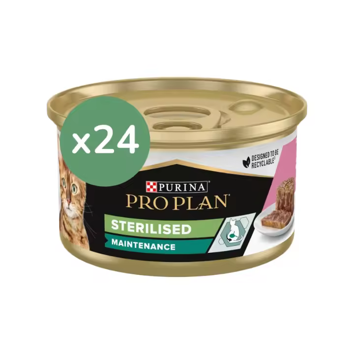 PRO PLAN - Sterilised Maintenance (24x85 gr) - Comida Húmeda para Gatos Adultos Esterilizados (Atún y Salmón) - 1