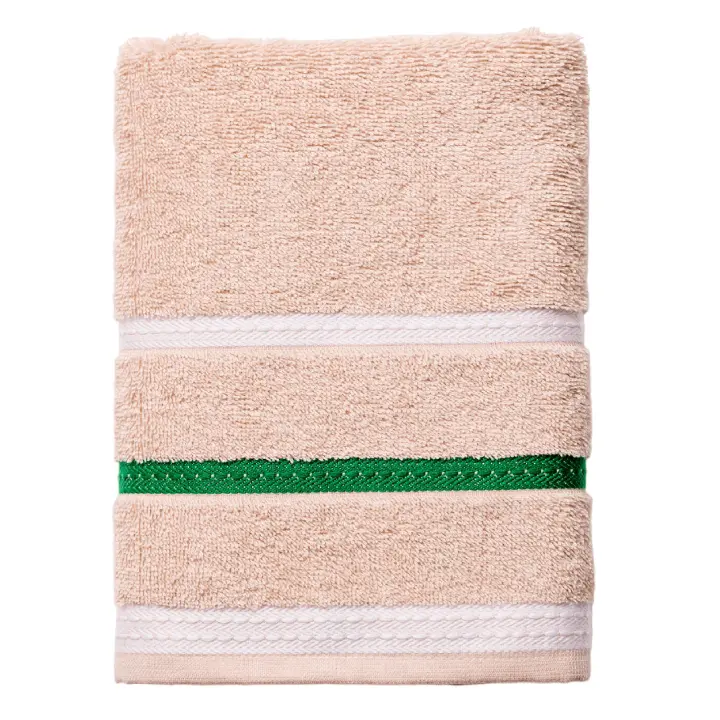 TOALLA DE MANOS 50X90CM 450GMS 100% ALGODÓN BEIGE CON RAYAS NEUTRAL BENETTON - 1
