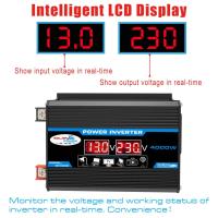 Inversor de onda sinusoidal pura para coche, convertidor de voltaje, herramienta LED, USB Dual, 12V a 220V/110V, 1600W, 2500W, 3500W, negro/amarillo (opcional) - details 4