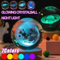 Lámpara De Noche Galaxia Planetaria 3D Cristal Ball Iluminación Decorativa Para El Hogar Regalos Maravillosos Forma Redonda Incluye Bombilla - details 0