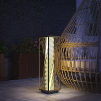 Outsunny Linterna de Jardín de Ratán Sintético Farola Solar con Luces LED Encendido y Apagado Automático Impermeable para Terraza Balcón Patio 22x22x77 cm Gris - details 1