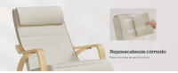 Mecedora con reposabrazos y estructura de madera de abedul, Acolchado cómodo con cojín, 150 kg, Reposapiés ajustable en 5 posiciones y almohadillas de fieltro antideslizante, Cojín mullido para la cabeza - details 2