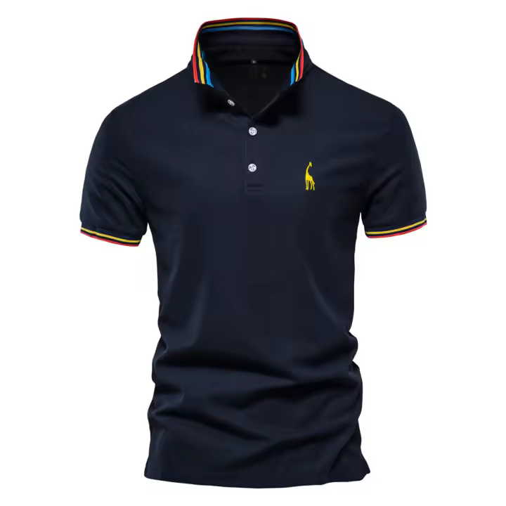 Novedad de verano, polo con solapa de negocios para hombre, top moderno de algodón bordado, talla europea, manga corta de alta gama para hombre - 1