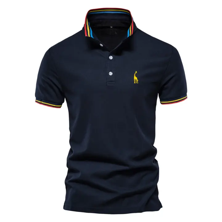 Novedad de verano, polo con solapa de negocios para hombre, top moderno de algodón bordado, talla europea, manga corta de alta gama para hombre - 1