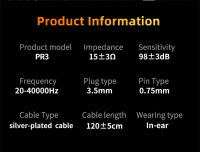 KZ PR3 Auriculares Inalámbricos De Alta Calidad Con Reducción De Ruido Diámetro Del Driver 10mm Resistencia 32Ω Cable Desmontable - details 15