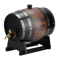 Barrel De Vino Vintage De 3L Con Façade En Madera De Roble Negro Accesorios Para Vino Gran Capacidad Para Brandy Y Whisky - details 4