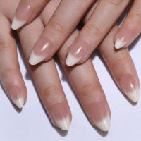 24PCS Uñas Postizas Presionadas Cortas Almendra Rosa Alto Saténtate Gradiente Uñas Glitceadas Veraniegas Hechas Mano Para Fiesta - details 30