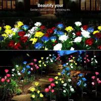 Lámparas Solares De Jardín Con Forma De Rosa 5 Cabezas Decorativas Para Patio Y Yarda Iluminación Exterior LED De Batería Recargable - details 4