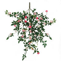 Rosa Artificial Colgante De Encaje UV Resistente Para Interior Exterior Jardín Porche Boda Decoración De Pared Flor Falsa De Seda Para Aniversario Baño Fiesta - details 2