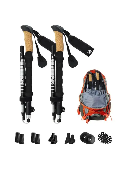 AYAMAYA-Bastones de Trekking plegables para hombre y mujer, palo de senderismo plegable compacto, ligero, de aluminio 7075, ajustable, bloqueo rápido con agarre, equipo de senderismo, regalos al aire libre - 1