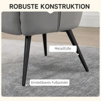 Sillón with taburete, Sillón reclinable, Sillón tapizado, Sillón de TV con aspecto aterciopelado, Silla de comedor, Capacidad de carga 120 kg Tapizado en gris Claro, Estilo... - details 5