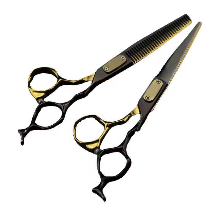 6,0 pulgadas negro y oro Bao peluquería tijeras Haircutts tijeras planas - 1