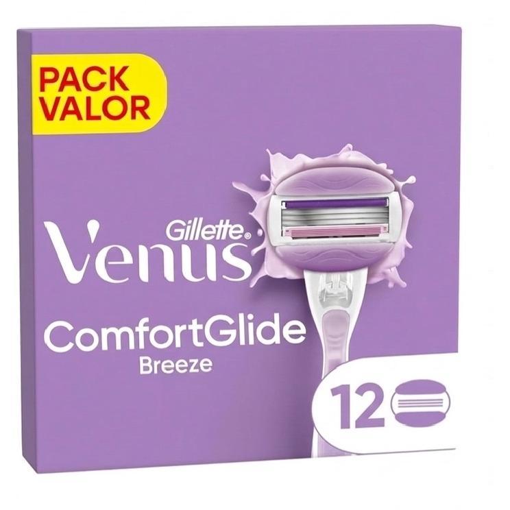 Gillette Venus Comfortglide, Breeze, recambio para maquinilla de mujer. Pack de 12 recambios