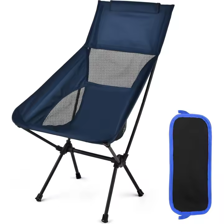 Silla de Camping Ultraligera y Portátil con Respaldo Alto y Bolsa de Transporte - Ideal para Playa, Senderismo y Picnic - 1
