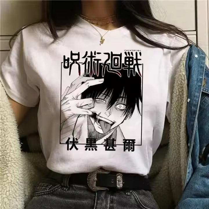 Camiseta De Algodón Para Mujer Jujutsu Kaisen Gojo Satoru Yuji Itadori Verano Manga Corta Estilo Casual Manga De Moda Japonesa Anime - 1