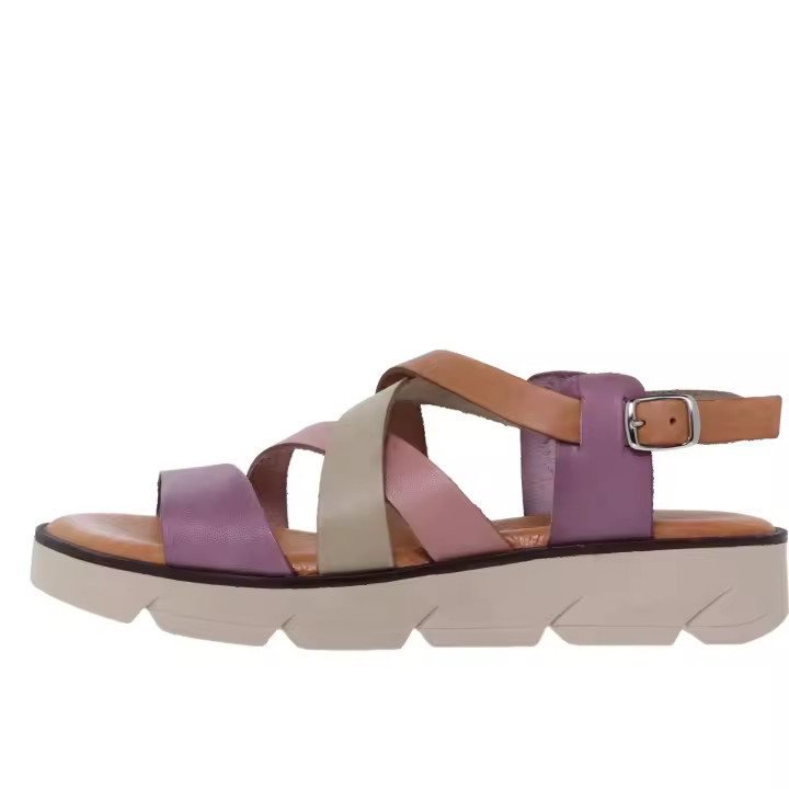 Sandalia Plana Piel Tiras Multicolor - Blusandal - 1
