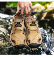 Sandalias De Verano Para Hombre Talla Grande 2023 Cuero Genuino Moda Sandalias Transpirables Con Cierre De Correa Antideslizantes Talla 38-47 - details 16