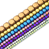 Cuentas De Hierro Natural En Forma De Cubo Y Cuadrado 2/3/4/6MM Colores Azul Y Oro Marrón Para Creación De Joyería Pulseras Y Collares DIY - details 1