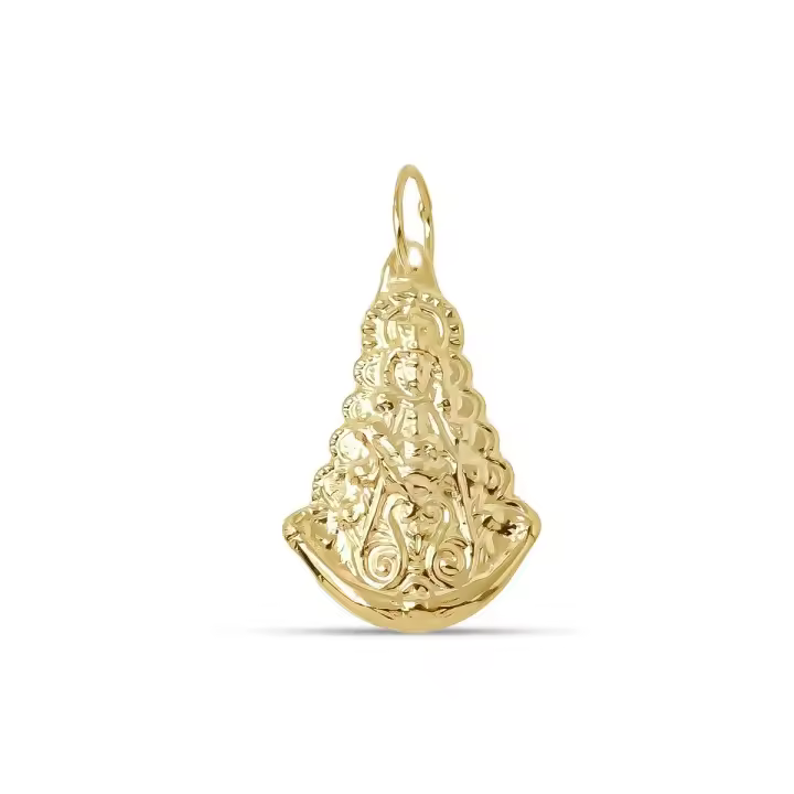 Virgen del Rocío Colgante Plata Ley 925m chapado oro 20 mm. silueta detalles realistas - 1