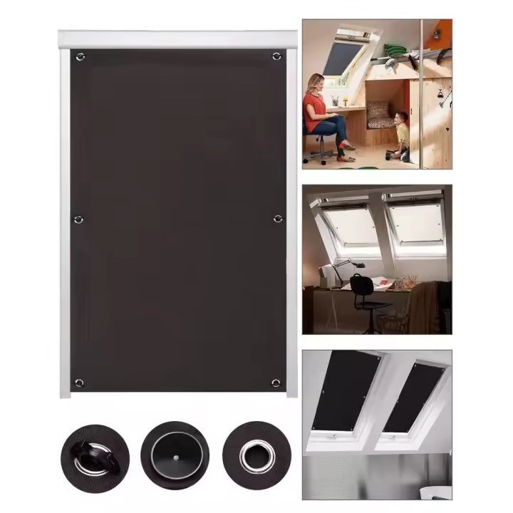 Opacas with Ventosa, Cortinas Portátiles, Ventana De Techo para Dormitorio, Ventana De Oficina-Marron - 1