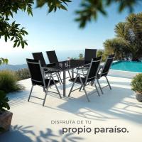 Conjunto de 2 Sillas Jardín Exterior de Aluminio, con Ruedas y Respaldo Regulable, Conjunto Sillas Terraza Resistentes a la Intemperie, Malla Transpirable, Fácil Limpieza - Antracita - details 0
