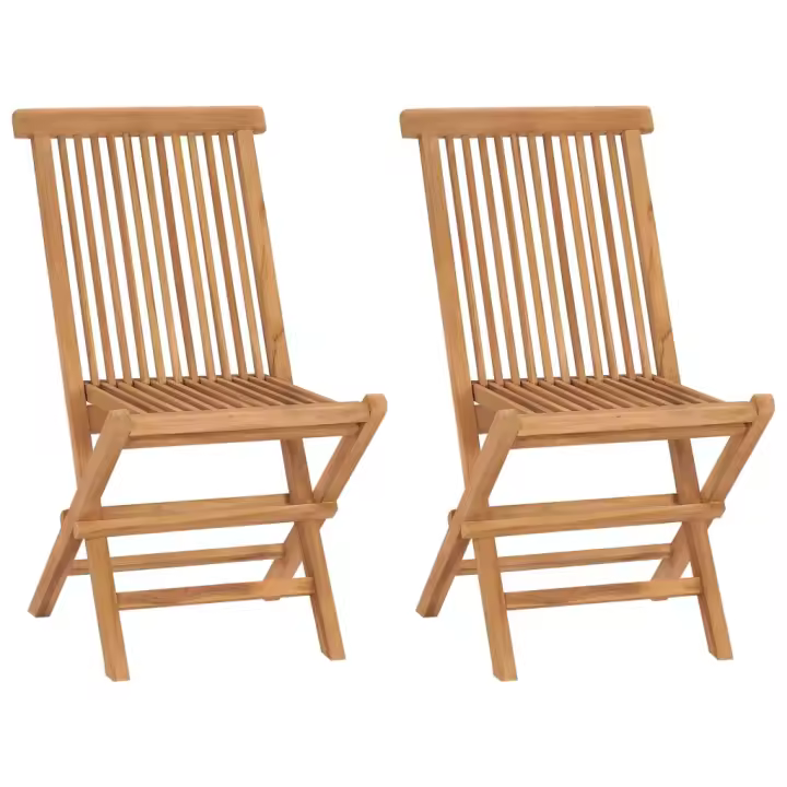 vidaXL Sillas de jardín plegables madera maciza de teca Set de 2/4/6/8 - 1