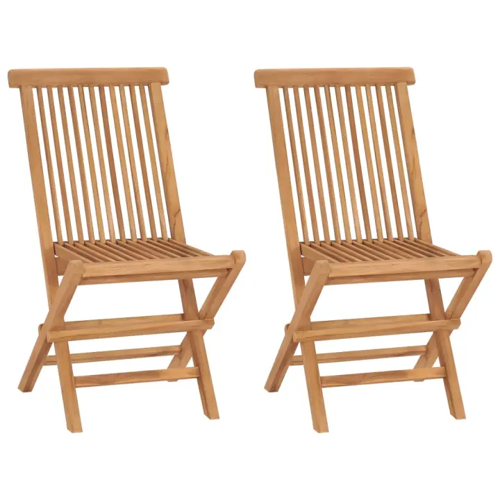 vidaXL Sillas de jardín plegables madera maciza de teca Set de 2/4/6/8 - 1