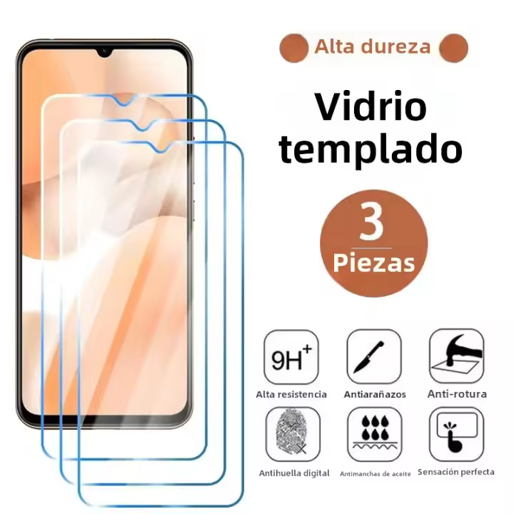 3Pcs Vidrio Templado Total Para Realme C2 C3 C3i C11 C12 C15 C17 C20 C20A C21 C21Y C25 C25Y C30 C31 C33 C35 Protector De Pantalla HD Transparente - 1