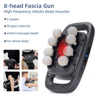 Masajeador De Cuerpo Con 8 Cabezales Fascia Gun Vibración De Alta Frecuencia Para Masaje De Espalda Y Cintura Masajeador De Cuello Y Hombros Material ABS - details 0