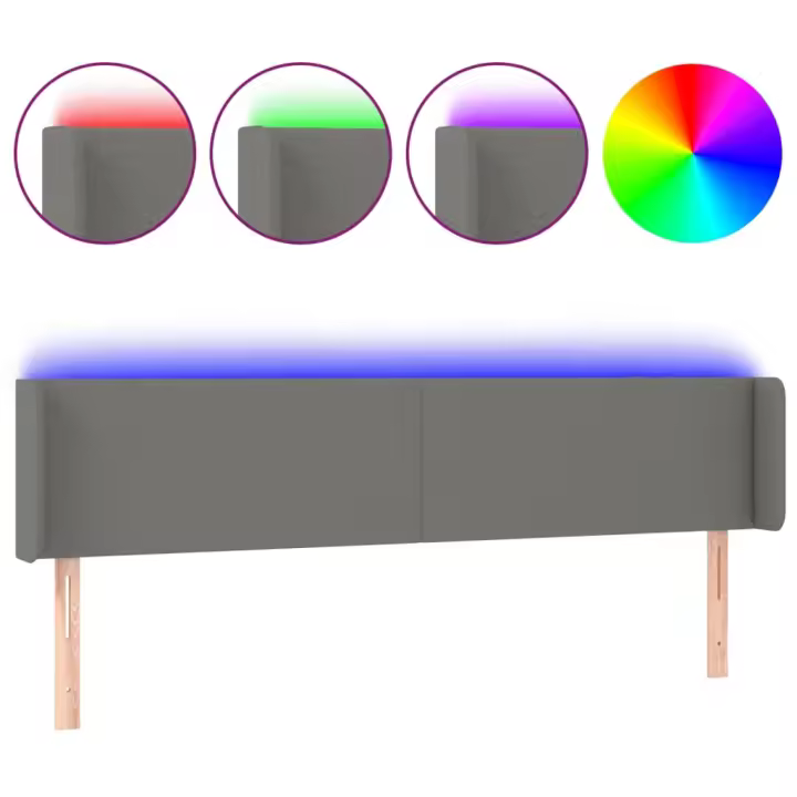 vidaXL Cabecero con LED de tela gris oscuro 163x16x78/88 cm - 1