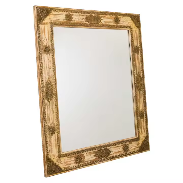 WANDERLUST DECO Espejo de madera marrón 109x3x125h cm de estilo Artesanal.Tiene 2 puertas - 1