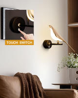 Lámpara De Pared LED Toque Magpie Bird Rotación 360° Para Sofá Cama Interior Iluminación De Interiores Metal Dorado Plata - details 4