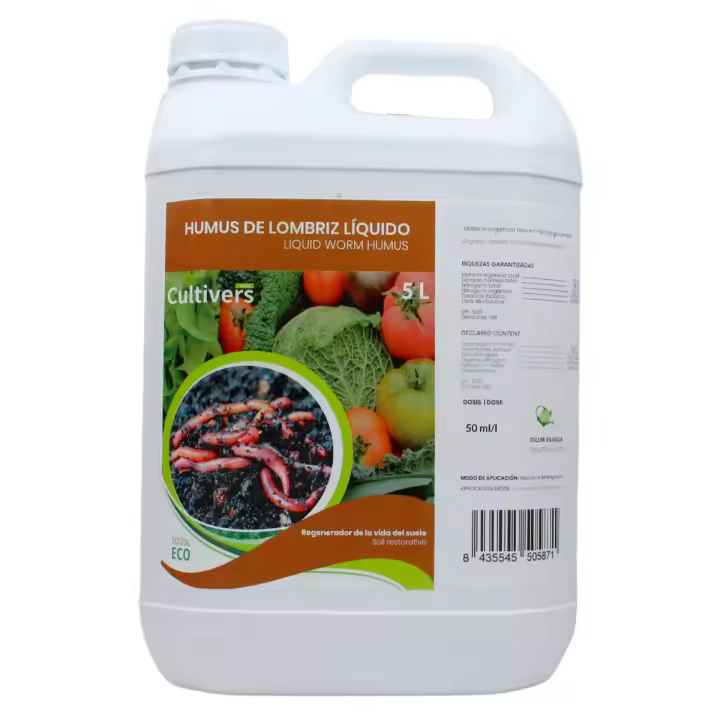 CULTIVERS Humus Líquido de Lombriz Ecológico 5 L. Materia Orgánica Rica en Microorganismos. Regenerador de la Vida del Suelo - 1