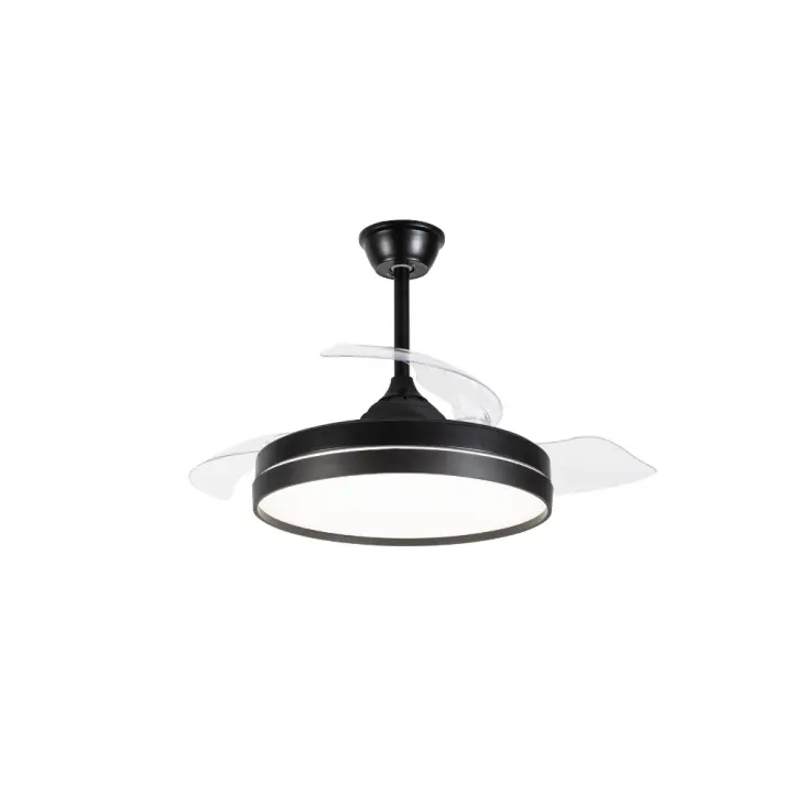 Ibelán - Ventilador de techo con luz Negro retráctil con mando - 1