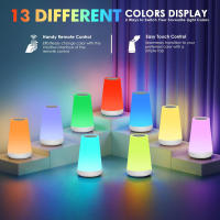Lámpara Nocturna LED Recargable USB Control Remoto 13 Colores Cambiables Toque Dimmable Portátil Para Mesa Y Cama - details 2